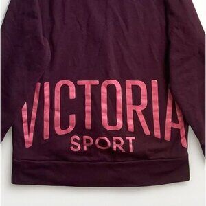 Victorias Secret SPORT Zip Up Hoodie Sweatshirt Womens XS S Maroon Spellout Logo